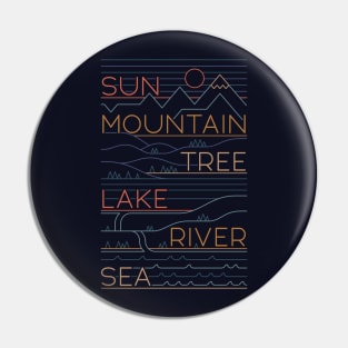 Sun, Mountain, Tree Pin