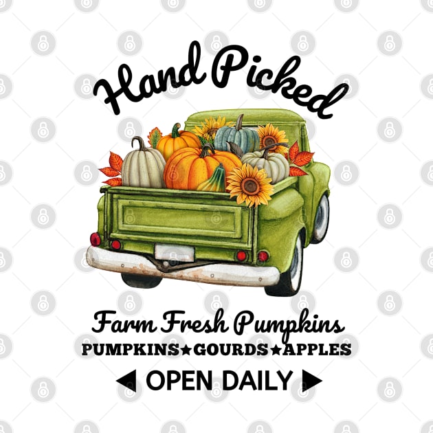 Hand Picked & Farm Fresh Pumpkins | Pumpkin Patch, Farmer's Market | Orange Watercolor Pumpkins by BestCatty 