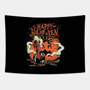 Halloween Happy Halloween Funny Pumpkin Hemp Tapestry