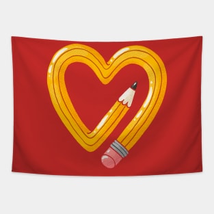 Yellow Pencil Heart Tapestry