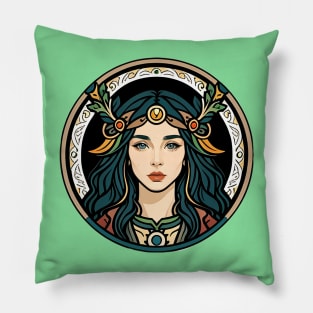 Icon of a Beautiful Druid Woman Pillow