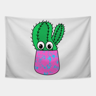 Cute Cactus Design #319: Cactus In Paint Splattered Pot Tapestry