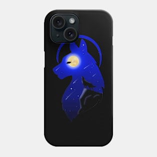 tribal wolf with landscape Phone Case