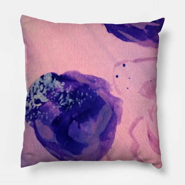 Purple Roses Abstract Femme Pillow by bubbsnugg