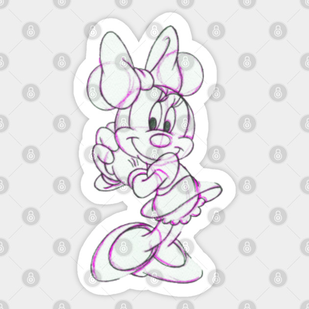 Minnie Mouse Sketch Minnie Mouse Sticker Teepublic
