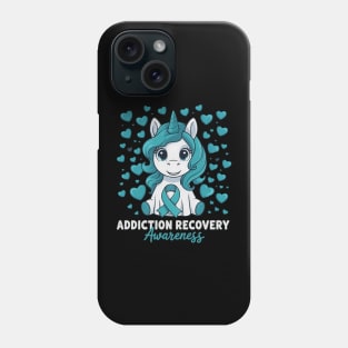 Month Teal Ribbon Unicorn Addiction Recovery Awareness Phone Case
