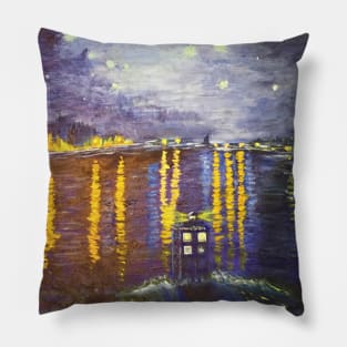 Starry Tardis on the Rhone Pillow