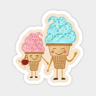 Cute blue and pink ice cream Magnet