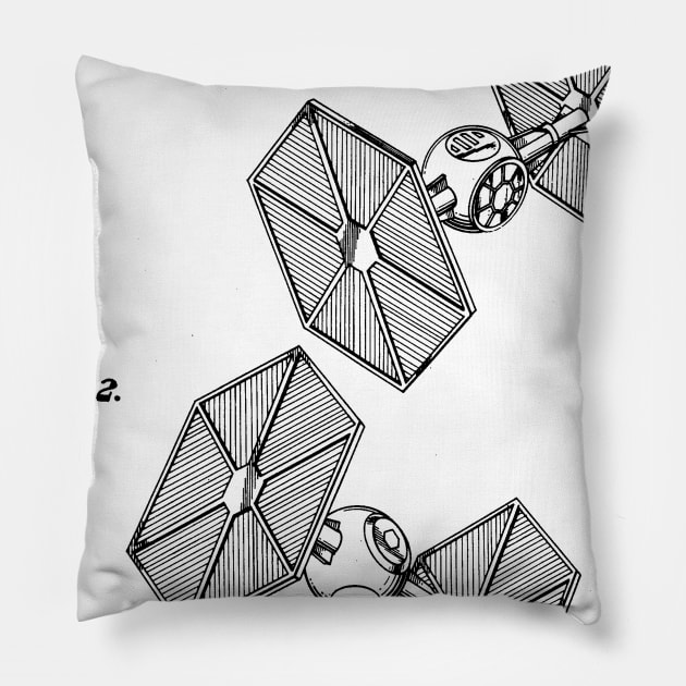 Tie Fighter Patent - Black Pillow by DennisMcCarson