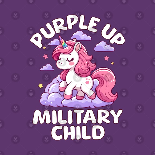 Cute Unicorn Purple Up Military Child by alcoshirts