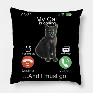 My Cat is Calling - Funny Mobile Phone Screen Pillow