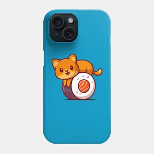 Cute Cat On Sushi Salmon Cartoon Phone Case