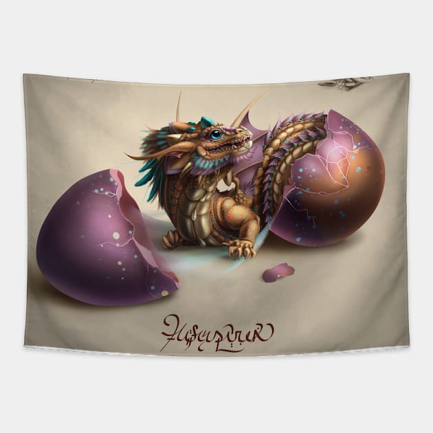 Crystalhorn Hatchling Tapestry by etcherSketch