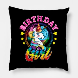 Birthday Girl Cute Unicorn Shirt Pillow