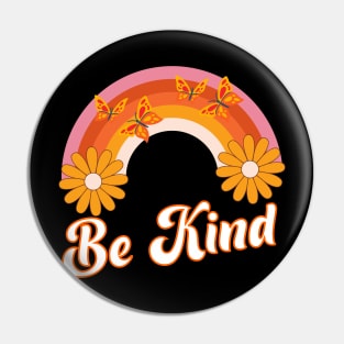 be kind, colorful rainbow with butterflies Pin