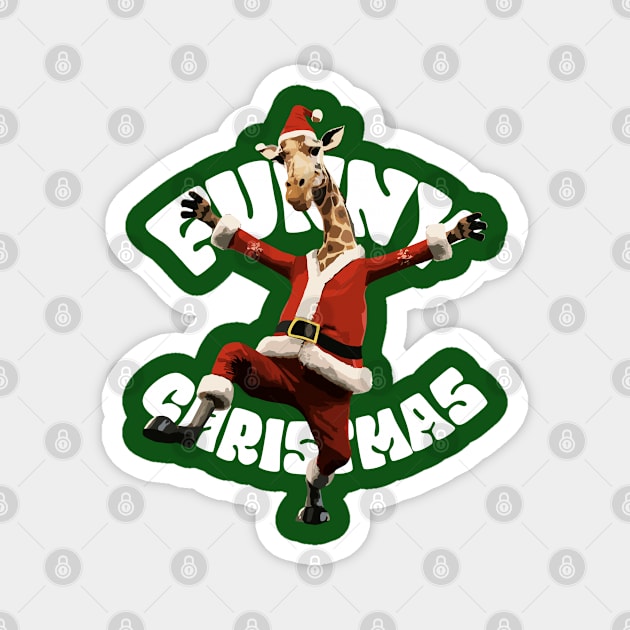 Funny Christmas, Funny Cute Giraffe Magnet by Megadorim