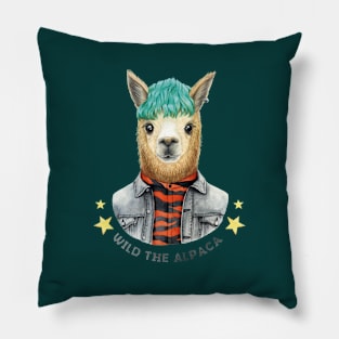 Watercolor Wild the alpaca Pillow