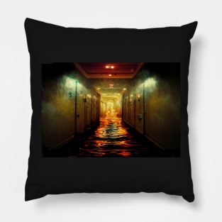 Scary Hotel Hallway Flooded With Water /  Art Styles Different Pillow