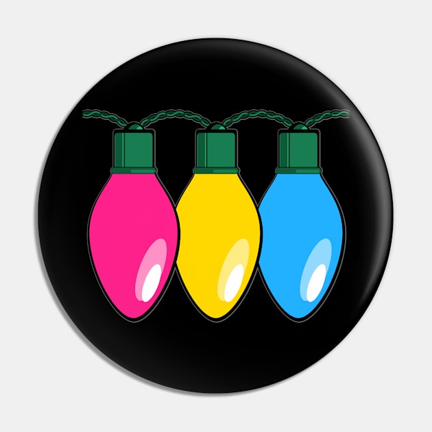 Pansexual Pride Christmas Lights Pin by wheedesign