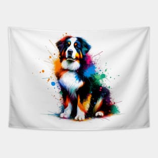 Colorful Estrela Mountain Dog in Splashed Paint Style Tapestry