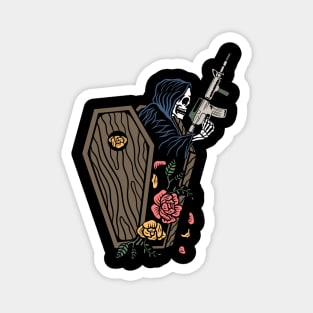 Gun and skull Magnet