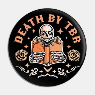 Death By T.B.R To Be Read Skeleton Reading Book Halloween Pin