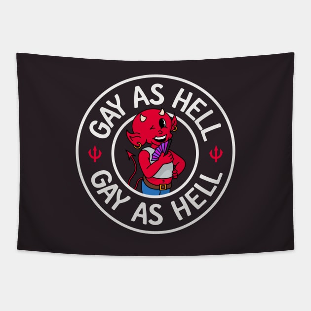 Gay As Hell - Cute Devil Tapestry by Football from the Left