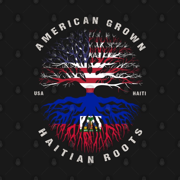 American Grown Haitian Roots Haiti Flag by heart teeshirt