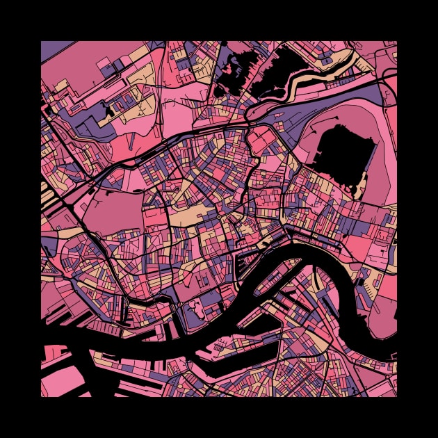 Rotterdam Map Pattern in Purple & Pink by PatternMaps