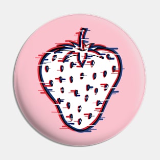 Strawberry design with a glitch effect on it Pin