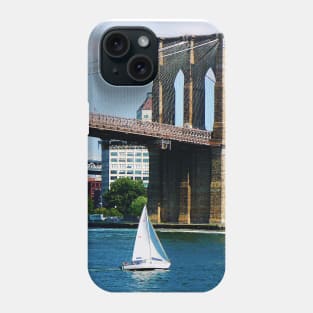 Manhattan NY - Sailboat by the Brooklyn Bridge Phone Case