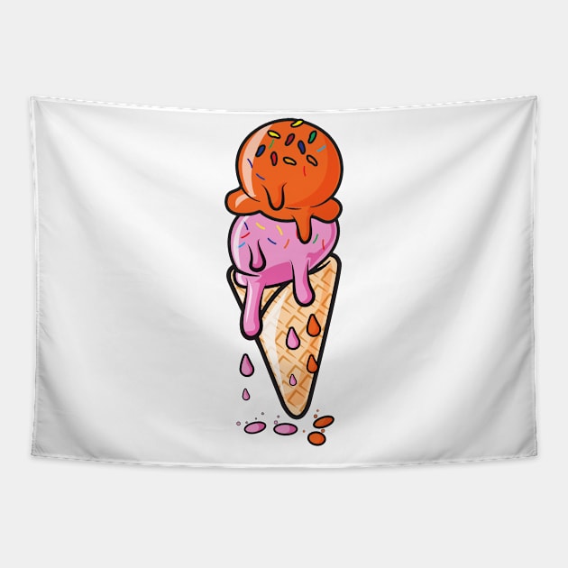 Scoop of Summer - Illustration Ice Cream Tapestry by aalalaydesigner