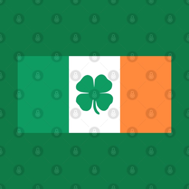 Flag of Ireland with Shamrock by brigadeiro