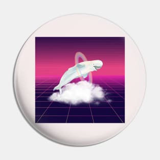 Happy Synthwave Whale Pin