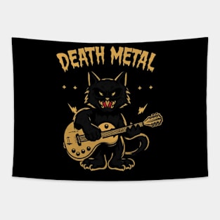 Death Metal Satanic Baphomet Cat playing guitar Tapestry