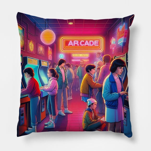 Hawkins Arcade Nostalgia Pillow by maricetak