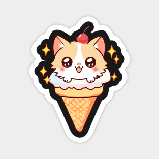 Kawaii Ice Cream Cat Pattern Magnet