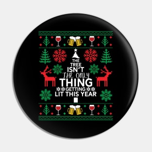 Funny Beer Drinking Ugly Xmas Christmas Sweater Pin