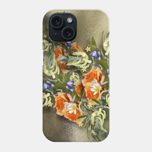 Beautiful flower bouquet on shimmering gold Phone Case