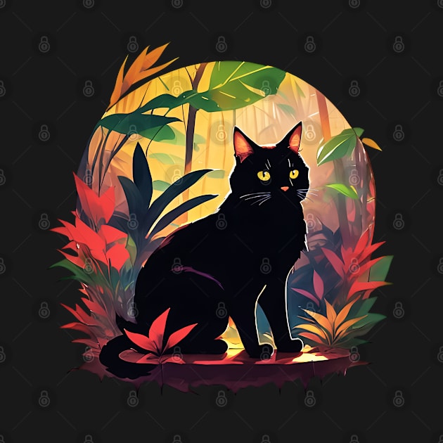 Black Cat in Colorful Garden Cat Mom by Fur Funnel