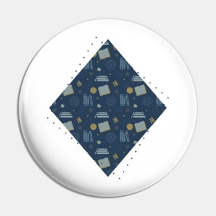 Green & Blue Geometric Book Pattern Pin