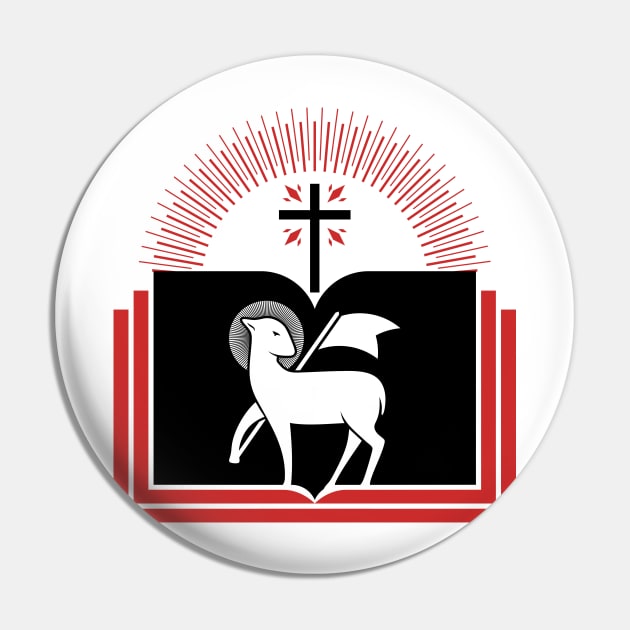 Christian illustration. Lamb of God on the background of the open book of life. Pin by Reformer