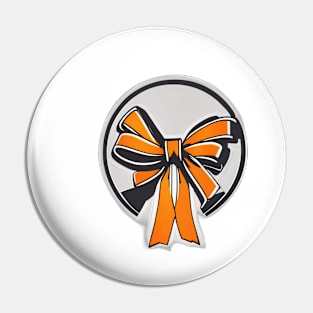 Stylish Monochrome Orange Bow Sticker No. 645 Pin