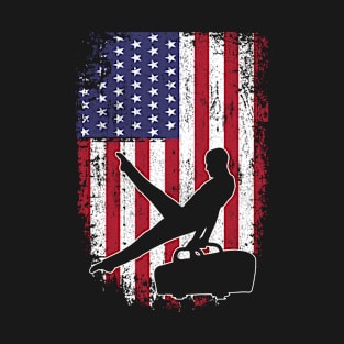 Gymnastics American Flag Patriot Graphic USA Patriotic Gymnast T-Shirt