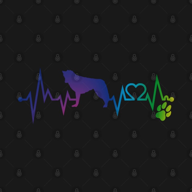 Siberian Husky  Colorful Heartbeat, Heart & Dog Paw by kimoufaster