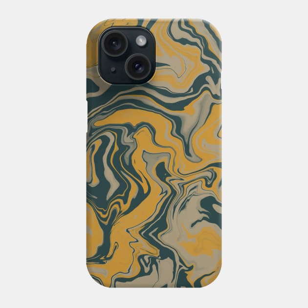 Shades of Yellow, Gray, and Dark Green Aesthetic Marble Pattern Phone Case by Teeworthy Designs