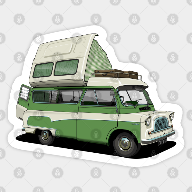 afslappet Nathaniel Ward riffel Bedford Camper Van in green - Bedford Campervan - Sticker | TeePublic