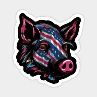 Patriotic Wild Boar Magnet