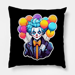 Clown Halloween Illustration Pillow