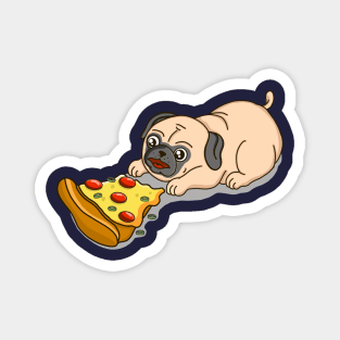 Pug Eating Pizza Magnet